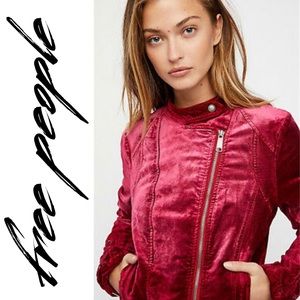 Free People Swan Velvet Moto Jacket NWOT